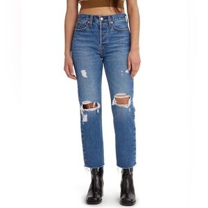 Levi's Blue Distressed Straight Leg Jeans - Wedgie style Sz 28